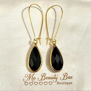 Gold Black Hoop Earrings
